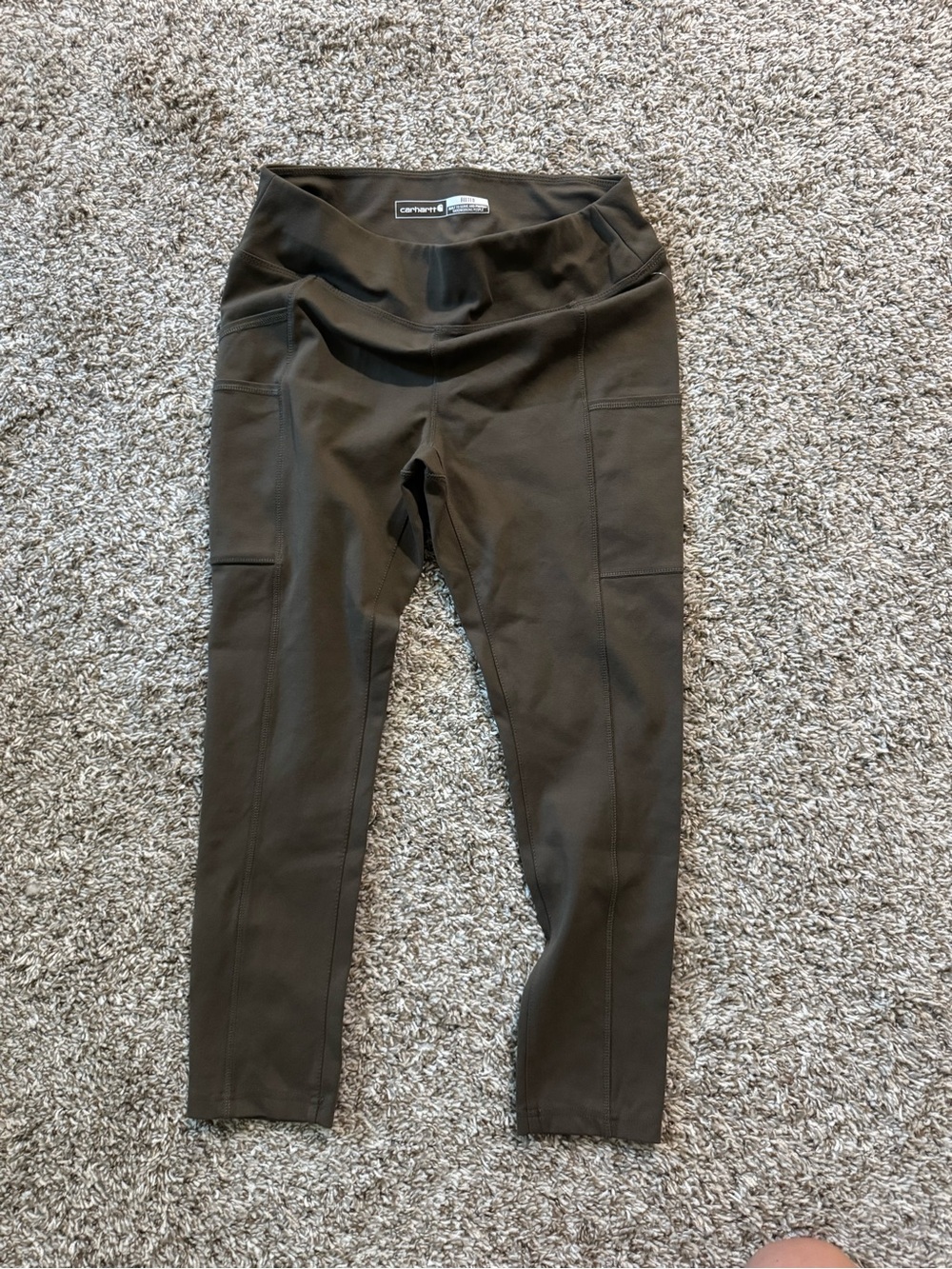 Carhartt Kids Olive-Tone Stretch Leggings with Pockets